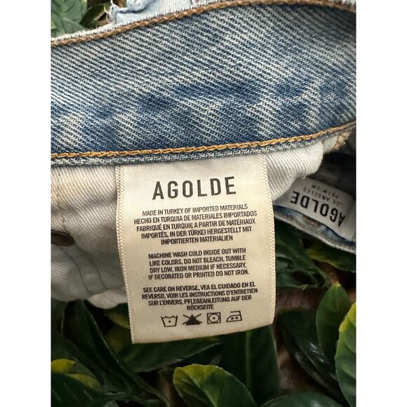AGOLDE Light Wash High Rise  Distressed Denim Shorts Size 23 - Picture 4 of 9